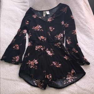 Black Floral Shorts Romper Size XS